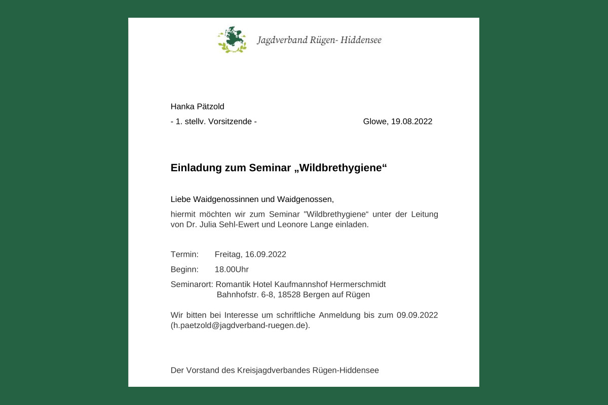 Seminar „Wildbrethygiene“